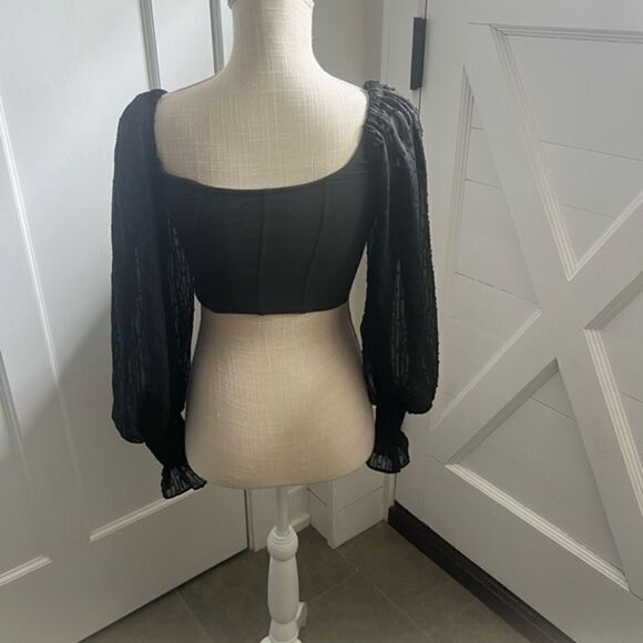Urban Outfitters Gorgeous Black Top with Shear Gorgeous Detail Sleeves Small - Picture 14 of 16